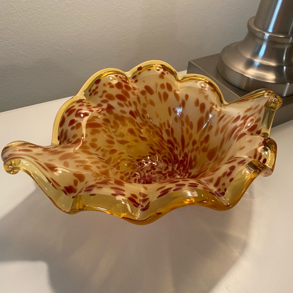 Murano White Crystal Art Glass Bowl